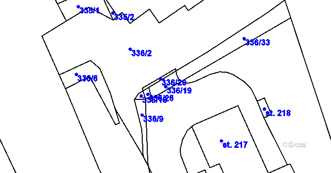 Parcela st. 336/19 v KÚ Chlumčany u Loun, Katastrální mapa