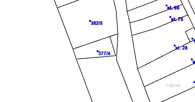 Parcela st. 377/4 v KÚ Chlumčany u Loun, Katastrální mapa