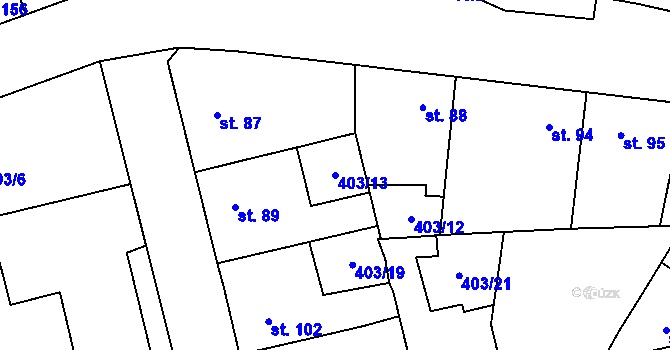 Parcela st. 403/13 v KÚ Chlumčany u Loun, Katastrální mapa