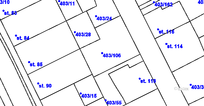 Parcela st. 403/106 v KÚ Chlumčany u Loun, Katastrální mapa