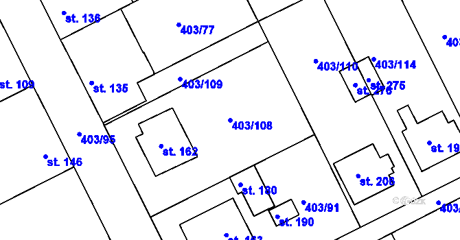 Parcela st. 403/108 v KÚ Chlumčany u Loun, Katastrální mapa
