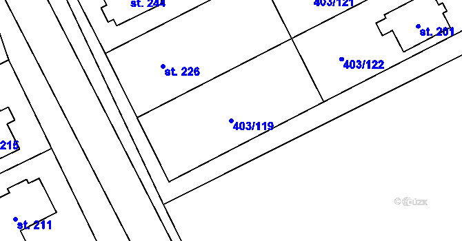 Parcela st. 403/119 v KÚ Chlumčany u Loun, Katastrální mapa