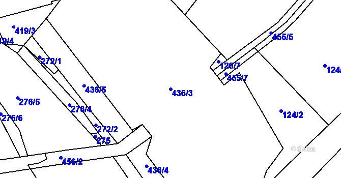 Parcela st. 436/3 v KÚ Chlumčany u Loun, Katastrální mapa