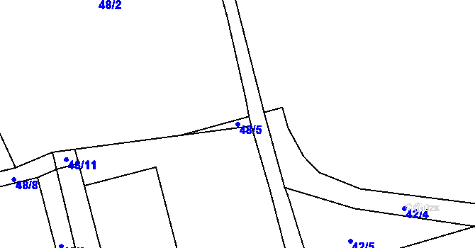 Parcela st. 48/5 v KÚ Chlumčany u Loun, Katastrální mapa