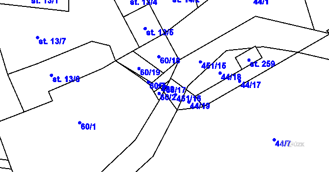Parcela st. 60/17 v KÚ Chlumčany u Loun, Katastrální mapa