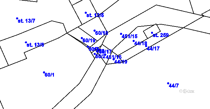 Parcela st. 451/16 v KÚ Chlumčany u Loun, Katastrální mapa