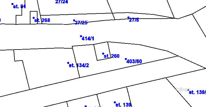Parcela st. 260 v KÚ Chlumčany u Loun, Katastrální mapa