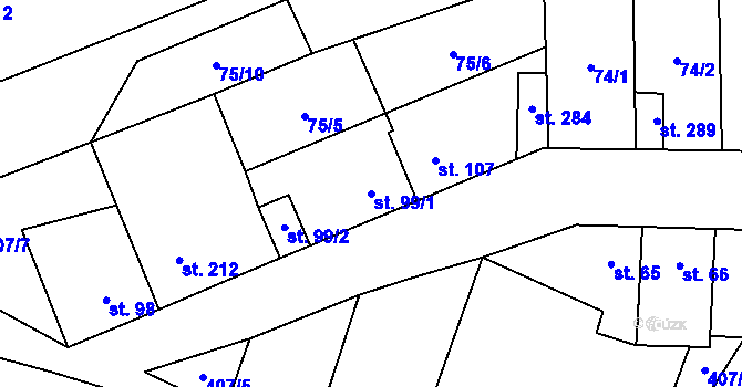 Parcela st. 99/1 v KÚ Chlumčany u Loun, Katastrální mapa