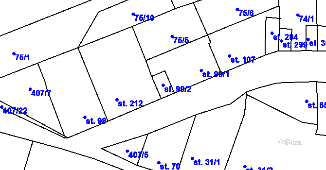 Parcela st. 99/2 v KÚ Chlumčany u Loun, Katastrální mapa