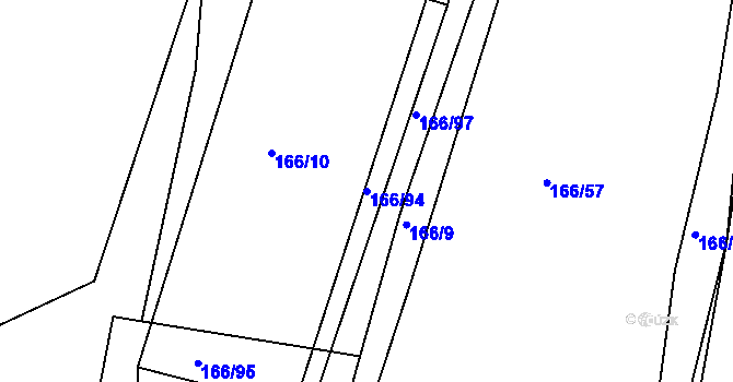 Parcela st. 166/94 v KÚ Chlumčany u Loun, Katastrální mapa