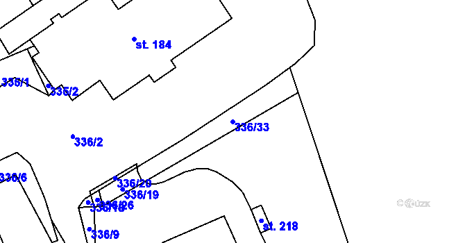 Parcela st. 336/33 v KÚ Chlumčany u Loun, Katastrální mapa