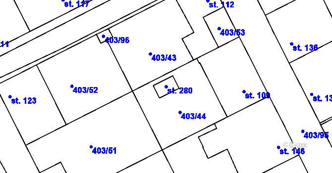 Parcela st. 280 v KÚ Chlumčany u Loun, Katastrální mapa