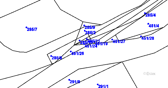 Parcela st. 451/24 v KÚ Chlumčany u Loun, Katastrální mapa