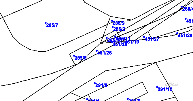 Parcela st. 451/26 v KÚ Chlumčany u Loun, Katastrální mapa