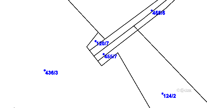 Parcela st. 455/7 v KÚ Chlumčany u Loun, Katastrální mapa