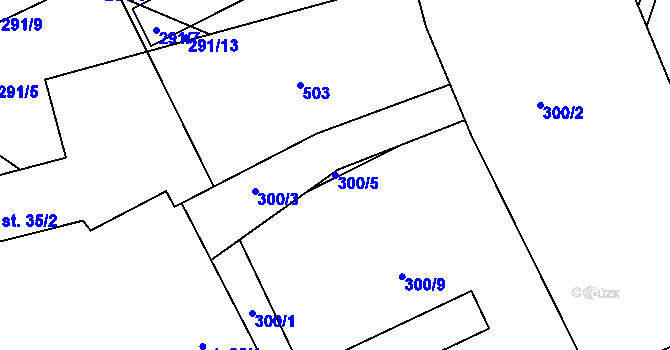 Parcela st. 300/5 v KÚ Chlumčany u Loun, Katastrální mapa