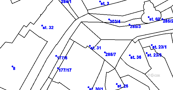 Parcela st. 31 v KÚ Vlčí u Chlumčan, Katastrální mapa