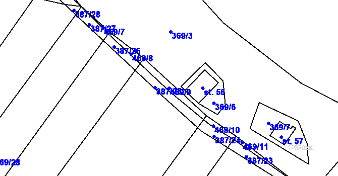 Parcela st. 469/9 v KÚ Hradišťko u Dačic, Katastrální mapa