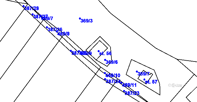 Parcela st. 56 v KÚ Hradišťko u Dačic, Katastrální mapa