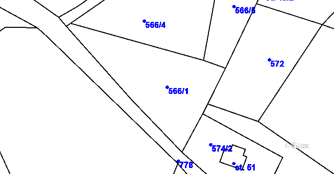 Parcela st. 566/1 v KÚ Hradišťko u Dačic, Katastrální mapa
