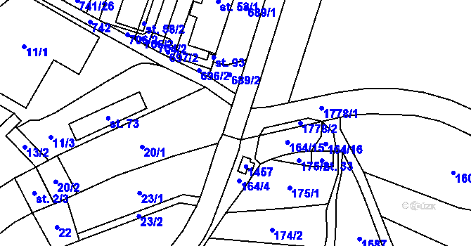 Parcela st. 1402/11 v KÚ Chlumec u Dačic, Katastrální mapa