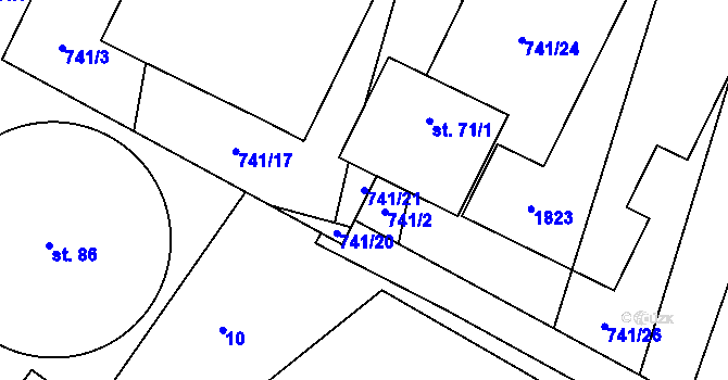 Parcela st. 741/21 v KÚ Chlumec u Dačic, Katastrální mapa
