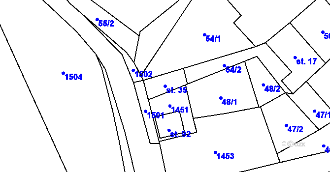 Parcela st. 35 v KÚ Chlumec u Dačic, Katastrální mapa