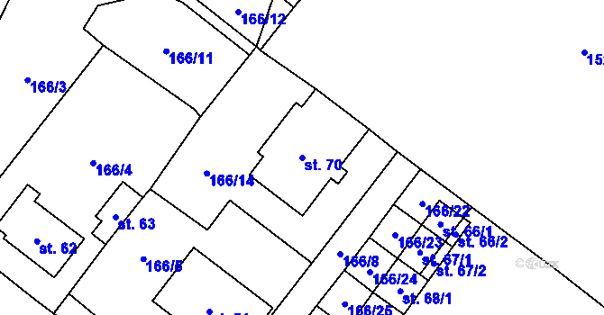 Parcela st. 70 v KÚ Chlumec u Dačic, Katastrální mapa