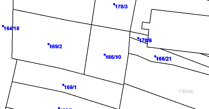 Parcela st. 166/10 v KÚ Chlumec u Dačic, Katastrální mapa