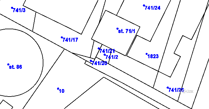 Parcela st. 741/2 v KÚ Chlumec u Dačic, Katastrální mapa