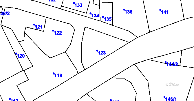 Parcela st. 123 v KÚ Chlumec u Chabařovic, Katastrální mapa