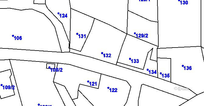 Parcela st. 132 v KÚ Chlumec u Chabařovic, Katastrální mapa