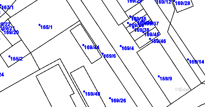 Parcela st. 169/6 v KÚ Chlumec u Chabařovic, Katastrální mapa