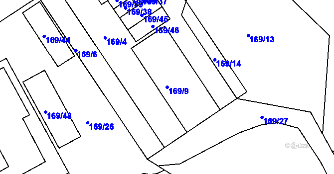 Parcela st. 169/9 v KÚ Chlumec u Chabařovic, Katastrální mapa