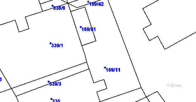 Parcela st. 169/11 v KÚ Chlumec u Chabařovic, Katastrální mapa