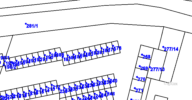 Parcela st. 181 v KÚ Chlumec u Chabařovic, Katastrální mapa