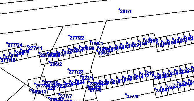Parcela st. 198/2 v KÚ Chlumec u Chabařovic, Katastrální mapa