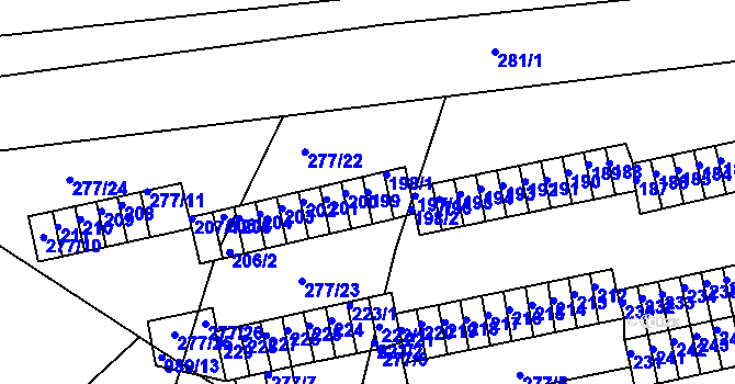 Parcela st. 199 v KÚ Chlumec u Chabařovic, Katastrální mapa