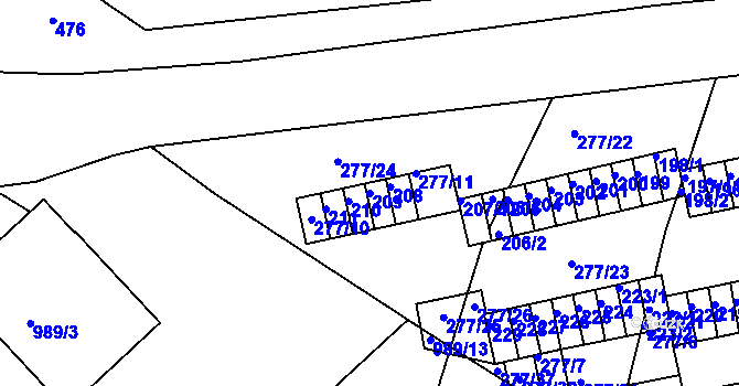 Parcela st. 209 v KÚ Chlumec u Chabařovic, Katastrální mapa