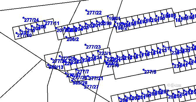 Parcela st. 223/1 v KÚ Chlumec u Chabařovic, Katastrální mapa