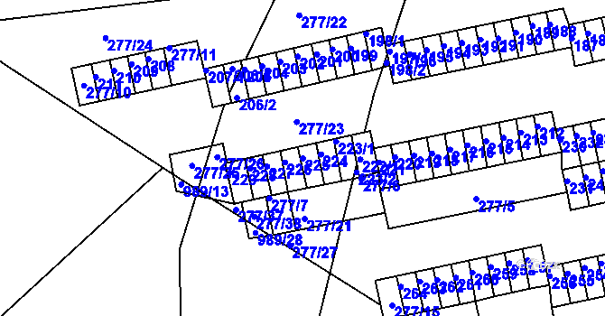 Parcela st. 225 v KÚ Chlumec u Chabařovic, Katastrální mapa