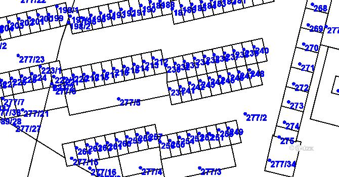 Parcela st. 231 v KÚ Chlumec u Chabařovic, Katastrální mapa