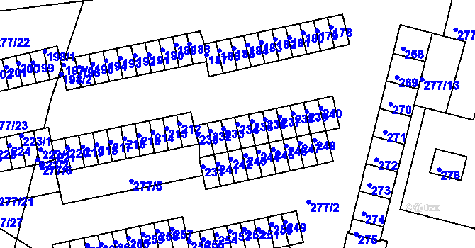 Parcela st. 234 v KÚ Chlumec u Chabařovic, Katastrální mapa