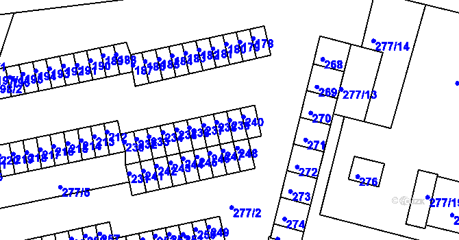 Parcela st. 239 v KÚ Chlumec u Chabařovic, Katastrální mapa