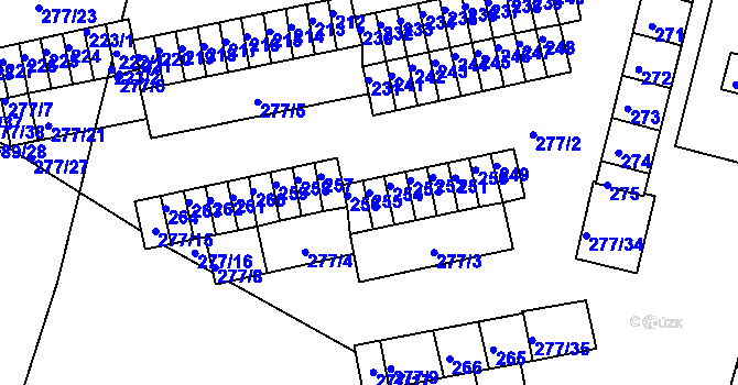 Parcela st. 255 v KÚ Chlumec u Chabařovic, Katastrální mapa