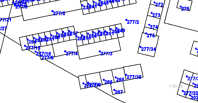 Parcela st. 277/3 v KÚ Chlumec u Chabařovic, Katastrální mapa