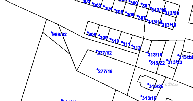 Parcela st. 277/12 v KÚ Chlumec u Chabařovic, Katastrální mapa
