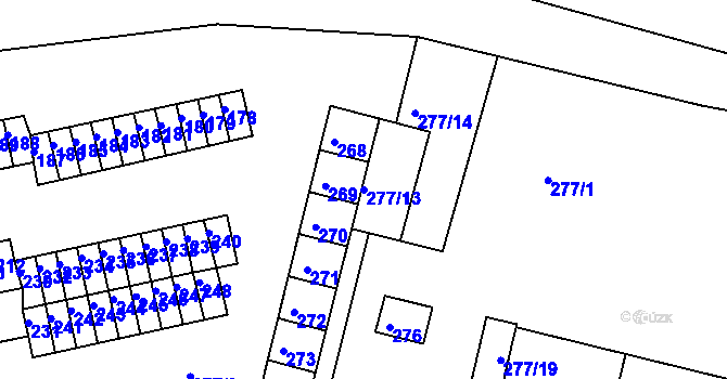 Parcela st. 277/13 v KÚ Chlumec u Chabařovic, Katastrální mapa