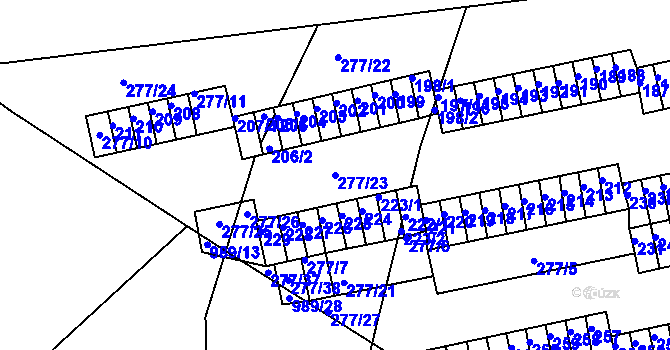 Parcela st. 277/23 v KÚ Chlumec u Chabařovic, Katastrální mapa
