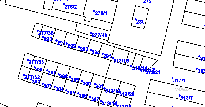 Parcela st. 295 v KÚ Chlumec u Chabařovic, Katastrální mapa